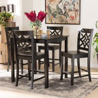 Baxton Studio RH340P-Dark Brown-5PC Pub Set Nicolette Modern and Contemporary Transitional Dark Brown Finished Wood 5-Piece Pub Set